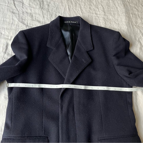 Vintage Berwin Navy Long Wool/Cashmere Overcoat - Picture 8 of 10